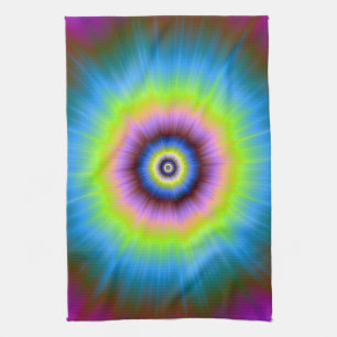 Tie-Dye in Blue Pink Yellow Kitchen Towel