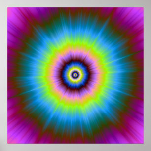 Tie-Dye in Blue Pink Yellow Poster