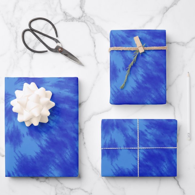 Tie Dye in Blue Wrapping Paper Sheet (Front)