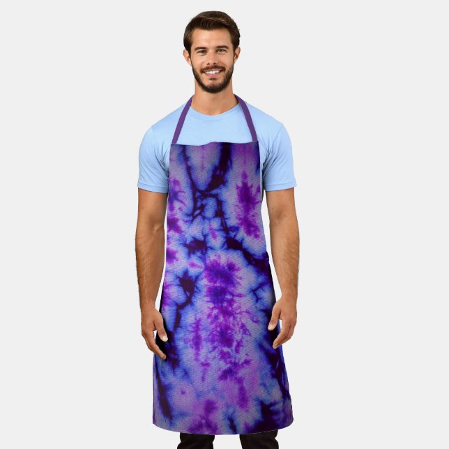 Tie Dye in Shades of Blue and Purple Apron (Worn)