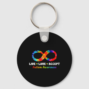 Tie Dye Infinity Symbol Live Love Accept Autism Aw Key Ring