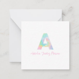 Tie Dye Initial Name Card Letter "A"