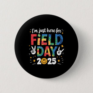 Tie Dye Just Here For Field Day 2025 Peace Sign Te 6 Cm Round Badge