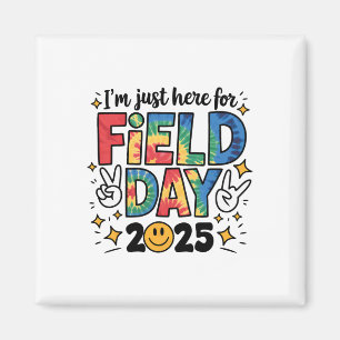 Tie Dye Just Here For Field Day 2025 Peace Sign Te Magnet