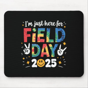 Tie Dye Just Here For Field Day 2025 Peace Sign Te Mouse Pad