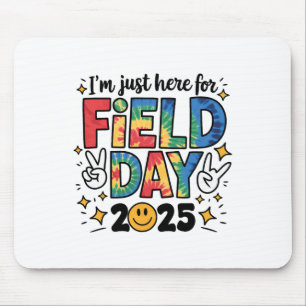 Tie Dye Just Here For Field Day 2025 Peace Sign Te Mouse Pad