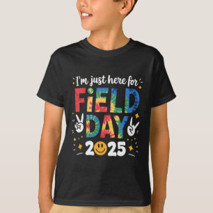 Tie Dye Just Here For Field Day 2025 Peace Sign Te T-Shirt