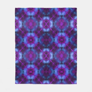 Tie Dye Kaleidoscope Vibrant Blue Purple Magenta Fleece Blanket