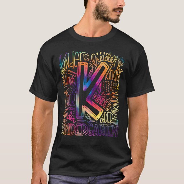 Tie Dye Kindergarten Teacher Shirt (Front)