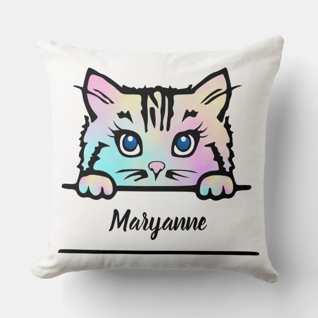 Tie Dye Kitty Cushion (Front)