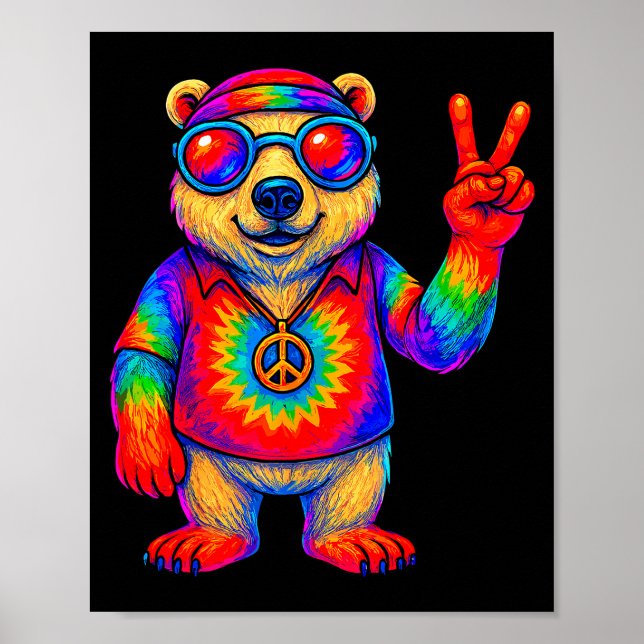 Tie-dye Lar Bear Peace Sign Hip  (Front)