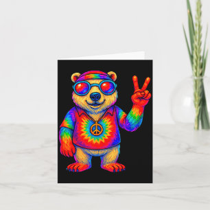 Tie-dye Lar Bear Peace Sign Hip Card