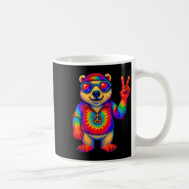 Tie-dye Lar Bear Peace Sign Hip  Coffee Mug (Right)