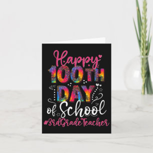 Tie Dye Leopard Happy 100th Day Of School 3rd Grad Card