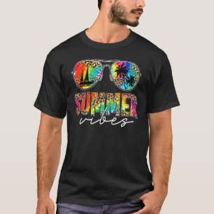 Tie Dye Leopard Sunglasses Summer Vibes Beach Vaca T-Shirt