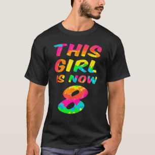Tie-Dye Lettering Girl Daughter 8th Birthday T-Shirt