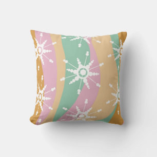 Tie Dye Liquid Retro Groovy Christmas Beige Green Cushion