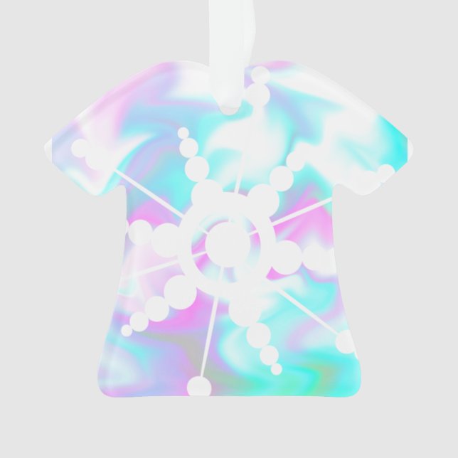 Tie Dye Liquid Retro Groovy Christmas Pink Blue Ornament (Front)