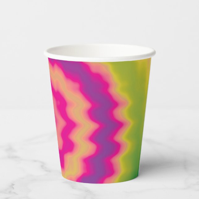 Tie dye magenta swirl funky retro pattern party  paper cups (Back)