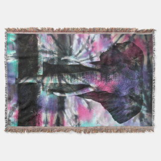 Tie-Dye Majesty Elephant Tapestry Throw Blanket