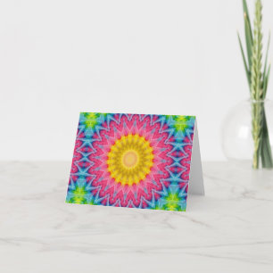 Tie Dye Mandala Kaleidoscope Medallion Flower Card