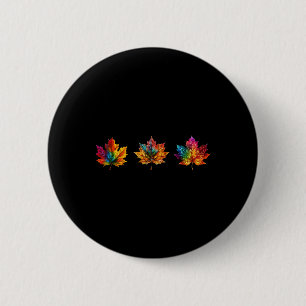 Tie Dye Maple Leaf Autumn Fall Leaves Season Men W 6 Cm Round Badge
