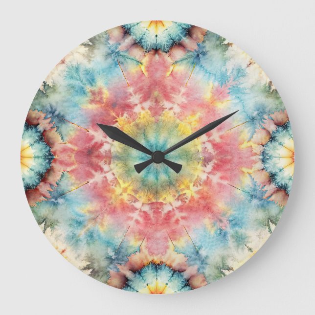 Tie Dye Medallion Print Round Wall Clock  (Front)
