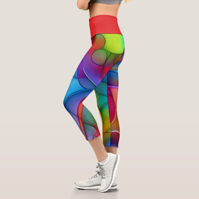 Tie-dye Meet Lines and Colours Capri Leggings (Left)