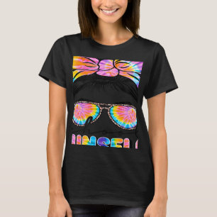 Tie Dye Messy Bun School Counsellor Guidance Teach T-Shirt