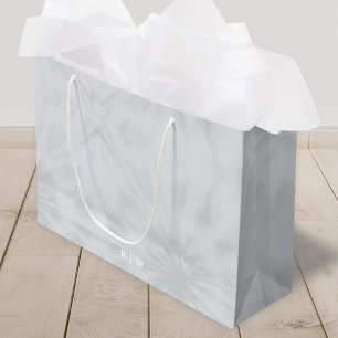 Tie Dye   Modern Minimalist Grey Monogram Large Gift Bag