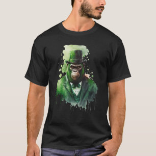 Tie Dye Monkey Tuxedo Leprechaun Hat St Patrick's  T-Shirt
