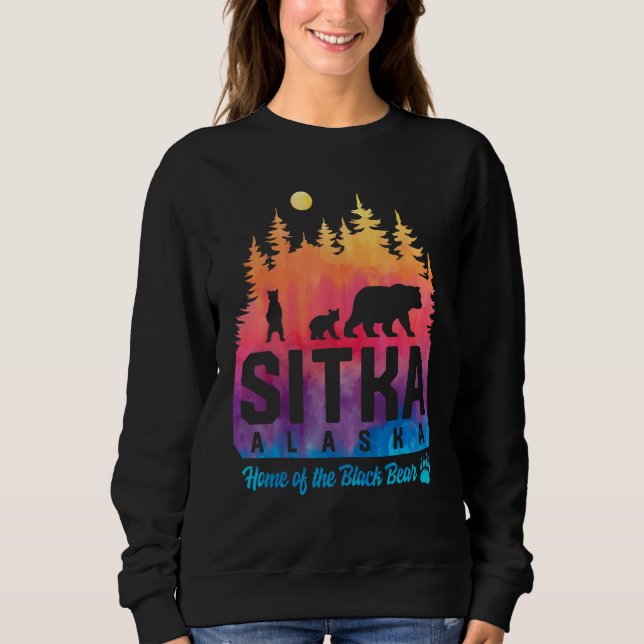 Tie Dye Mother Bear and Cubs Sitka Alaska Sweatshirt (Front)