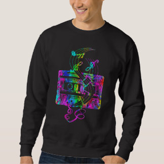 Tie Dye Music Notes Cassette Tape Retro 80s Casset Sweatshirt
