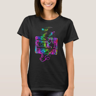 Tie Dye Music Notes Cassette Tape Retro 80s Casset T-Shirt
