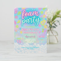 Tie Dye Neon Glow Foam Birthday Party Invitation