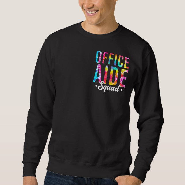 Tie Dye Office Aide Squad Pocket Office Team Admin Sweatshirt (Front)