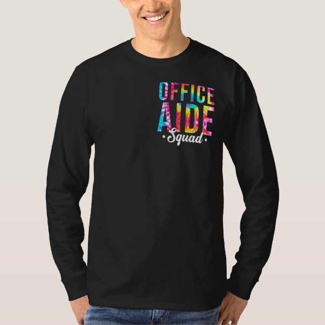 Tie Dye Office Aide Squad Pocket Office Team Admin T-Shirt (Front)