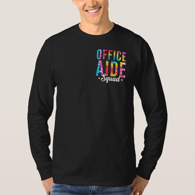 Tie Dye Office Aide Squad Pocket Office Team Admin T-Shirt (Front)