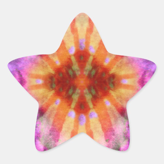 Tie Dye Orange Purple Radial Rays Spot Pattern Star Sticker (Front)