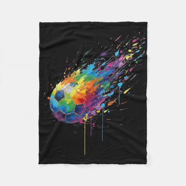 Tie-dye Paint Splats Soccer Footbyll Player Fans E Fleece Blanket (Front)
