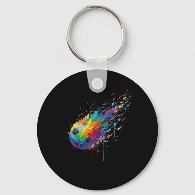 Tie-dye Paint Splats Soccer Footbyll Player Fans E Key Ring (Front)