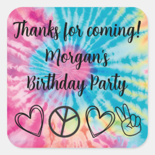 Tie Dye Party Favors Square Sticker