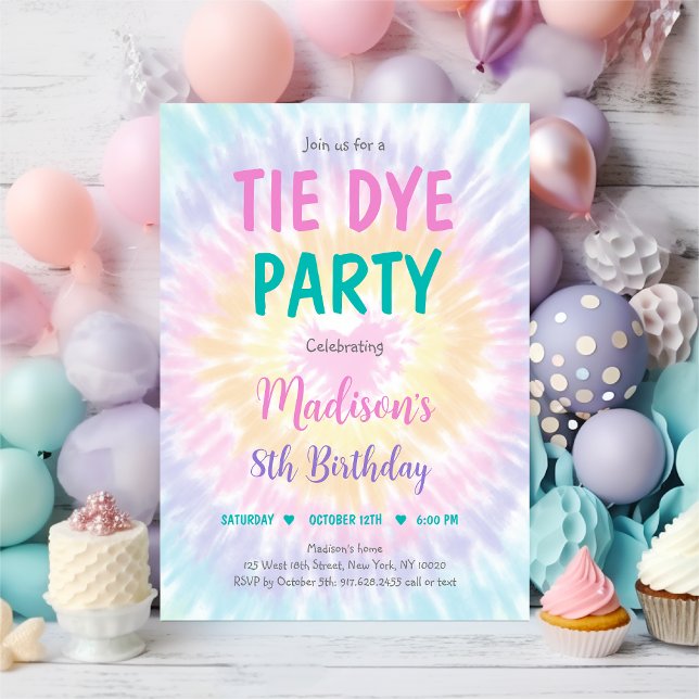 Tie Dye Pastel Hippie Peace Love Birthday Invitation (Creator Uploaded)