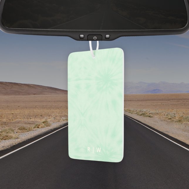 Tie Dye | Pastel Mint Green Monogram Car Air Freshener (Creator Uploaded)