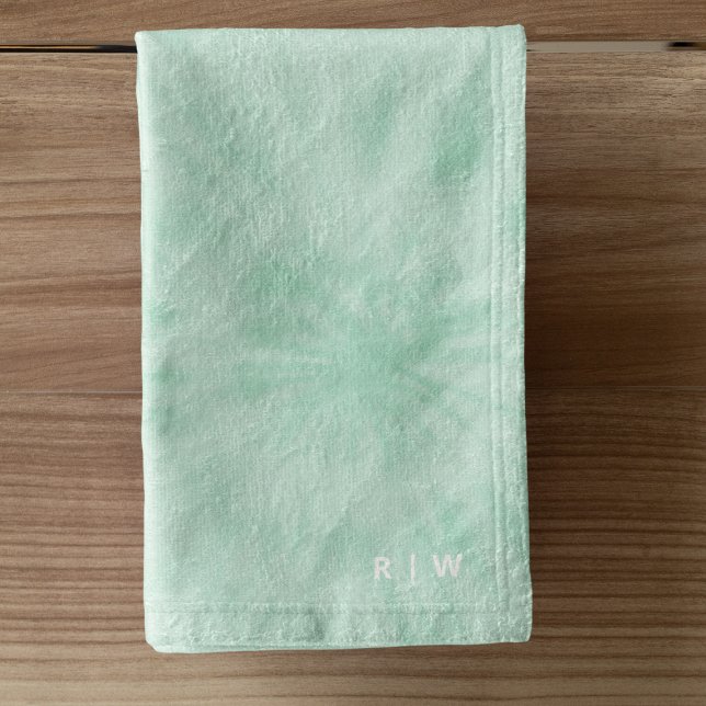 Tie Dye | Pastel Mint Green Monogram Hand Towel (Creator Uploaded)