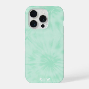 Tie Dye Pastel Mint Green Monogram iPhone Case