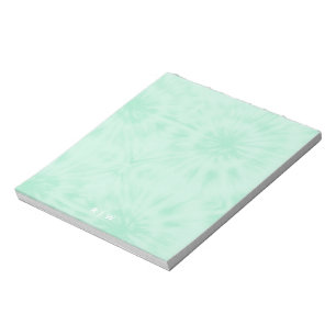 Tie Dye   Pastel Mint Green Monogram Notepad