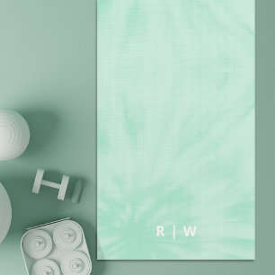 Tie Dye Pastel Mint Green Monogram Yoga Mat