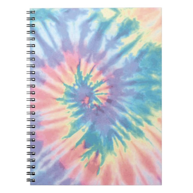 Tie Dye Pastel Summer Spiral Tie Dye Rainbow Notebook (Front)