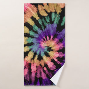 Tie dye pattern. Hand drawn rainbow shibori. Ink t Bath Towel